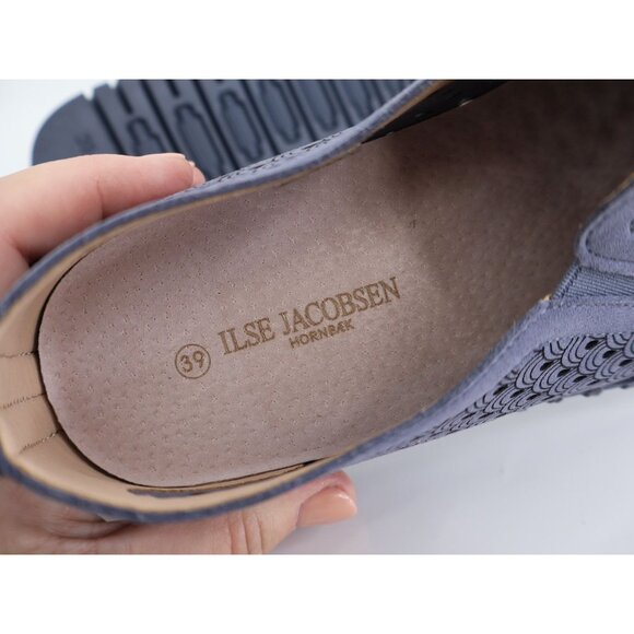 Ilse Jacobsen Tulip Flat Womens Size 39 9 Slip On Blue Perforated Fabric - Picture 9 of 11